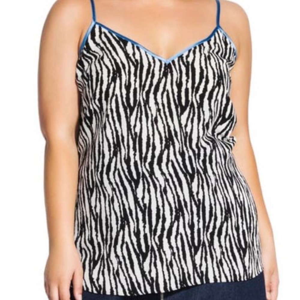 City Chic Zebra Print Camisole Tan Top Size 16